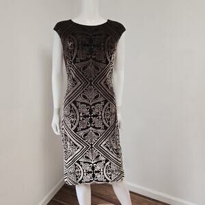 Vince Camuto Dress Size 10 Womens Velvet Abstract Printed Stretch Sleeveless
